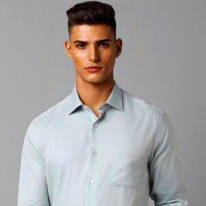 MICHAEL KORS Mens Light Gray Collared Slim Fit Button Down Shirt - S  15.5 NWT